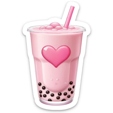heart shaped boba tea sticker