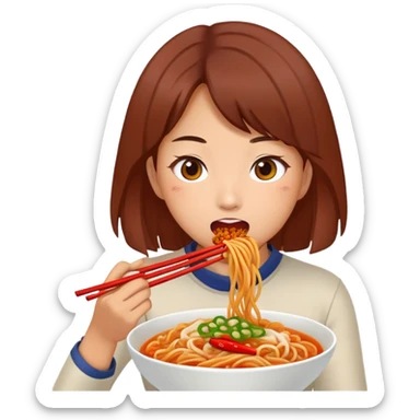 Aya nakamura eating spicy buldak noodles  sticker
