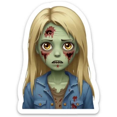 discret zumbi girl long dark blonde straight hair sticker