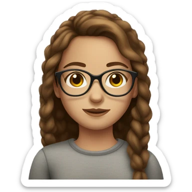 brown haired girl with freckles and glasses sticker