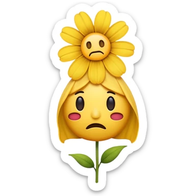Pensive emoji with wilted flower  sticker