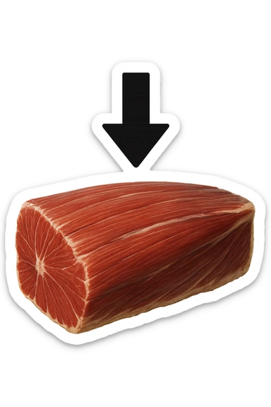 porzione di tessuto muscolare umano iperrealistico con freccia giù sticker