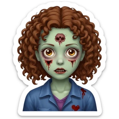Zombie girl with Brown curly hair sticker