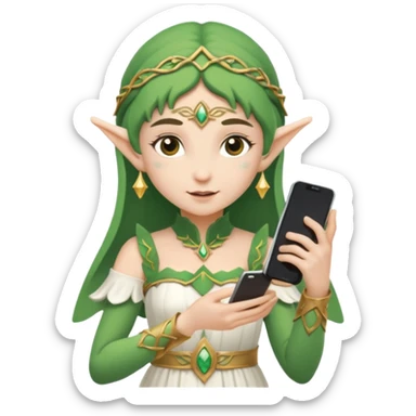 elf with greece custome dress and smartphone sticker