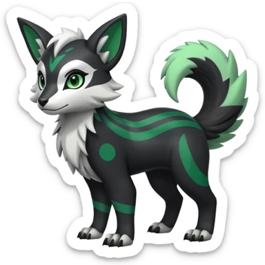 Shiny black with white, grey and green Linoone-Absol-Trico-Hybrid (Full body) sticker