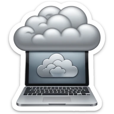Computer transforming into a cloud sticker