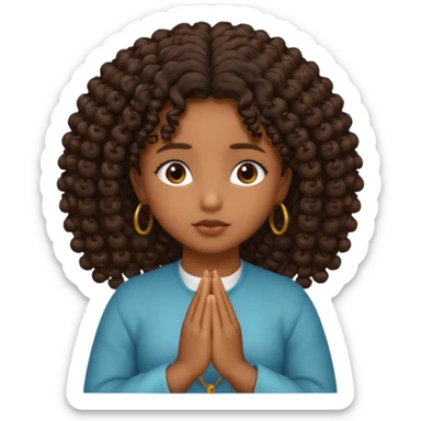 brown girl praying curls black sticker