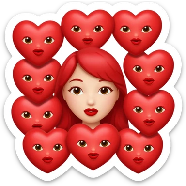 A bunch of hearts and kissy lips sticker