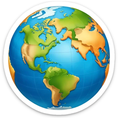 Earth globe with continents arranged in a creative 812 shape, stylized like previous design, iOS emoji style sticker