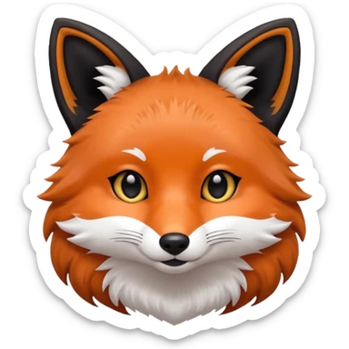 une tête de renard trop kawaii avec des poils noirs à la place de tout les poils blancs sticker