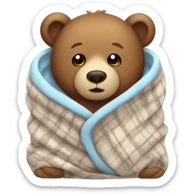 bear cozy in blanket sticker