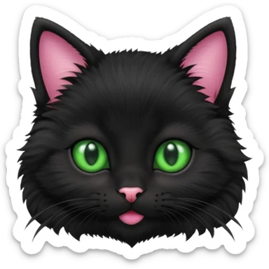 A photo-realistic digital illustration of a black kitten sticker