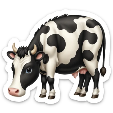 realistic white and black spotted cow tail slight curl at the end sticker