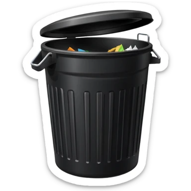 Black trash can with opened lid sticker