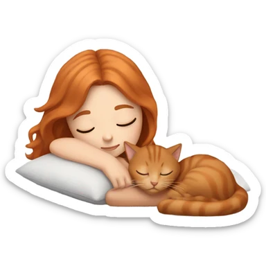 White girl copper hair sleeping with kitty sticker
