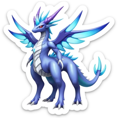  cool edgy shiny colorful godly ethereal Dialga-Suicune-Fakemon full body sticker