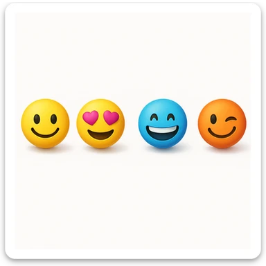 make four emojis on white background with good amount of shadow  sticker