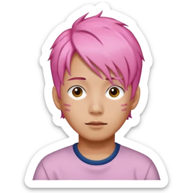 Korean boy with pink hair sticker