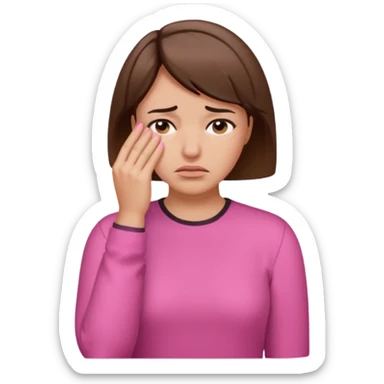 Woman with short brown hair and a pink shirt facepalming  sticker