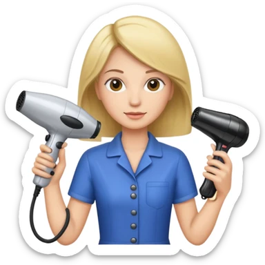 peluquera con secador de pelo y peine en la mano sticker