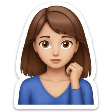 create an emoji of a girl with brown hair and brown eyes, she has her hands around her neck sticker
