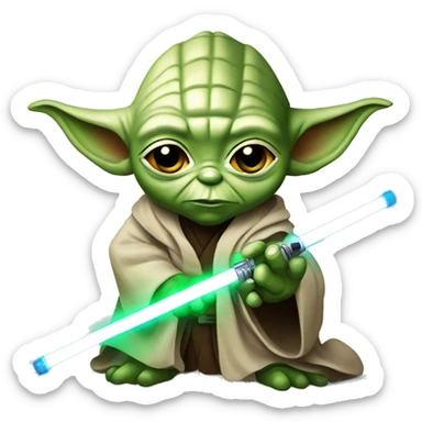 star wars Yoda using lightsaber sticker