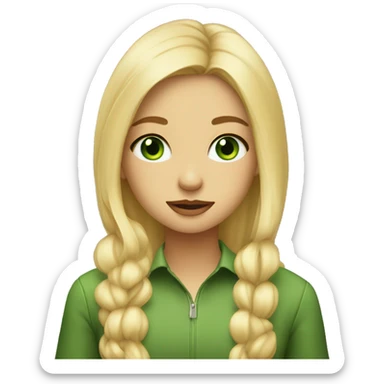 Blondie girl whith greens eyes and she stay whats? sticker