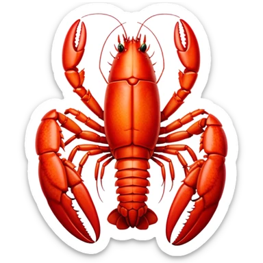 Cinematic bright red rock lobster, detailed hard shell, claws slightly open, freshly cooked, warm glowing tones, rich and indulgent. sticker