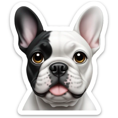 A French bulldog all black with white on its neck sticker