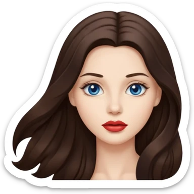 Woman with fair skin long brunette hair dark blue eyes and full lips sticker