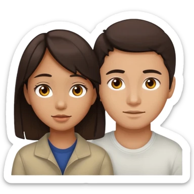 A darker Asian girl with brown eyes and dark brown hair, with her white boyfriend who has hazel eyes and light brown hair. sticker