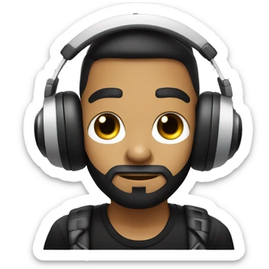 DJ DE PIEL BLANCA CON PELO NEGRO AURICULARES Y CONSOLA DE DJ EN SUS MANOS sticker