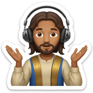 African American Jesus Christ giving someone a pair of headphones sticker