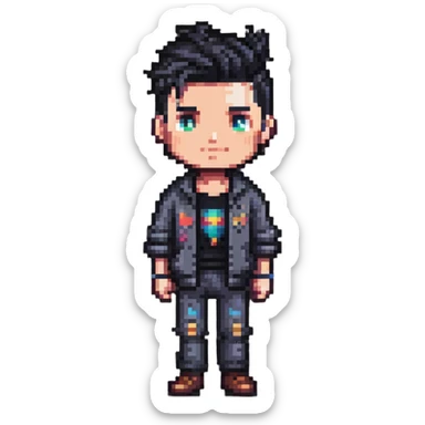 modern pixel art male character with contemporary clothing and hairstyle sticker