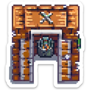jail with an X sign, retro and minimal, pixel art style sticker