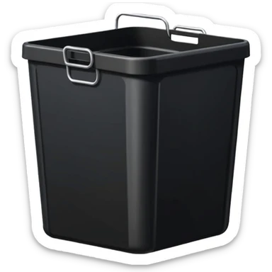 Black square trash can with opened lid sticker