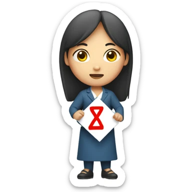 Korean woman holding 4B movement sign sticker