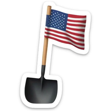 American flag connected to a black shovel sticker
