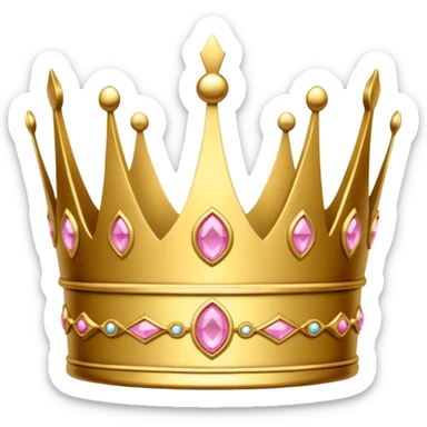 A luxurious golden crown with pink accents and elegant details, featuring a prominent empty space or cutout in the center cause I will write there sticker