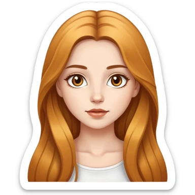 a white skin beautiful girl with long golden brown hair and brown eyes sticker