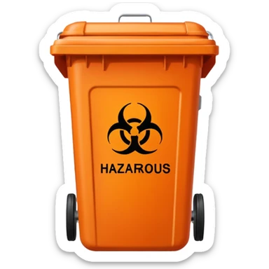 empty orange BIN WITH "HAZARDOUS" WORD IN IT. CORRECT SPELLING PLEASE sticker