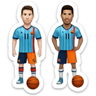 lionel messi y creistiano ronaldo con camisetas de basquet sticker