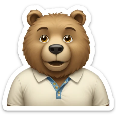 A bear wearing a polo shirt  sticker