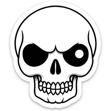 a skull with protruding eyes sticker