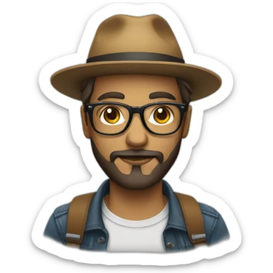 hipster glasses wearing hipster hat sticker