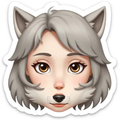 pretty girl with wolf cute cute big eyes whos sleepy sticker