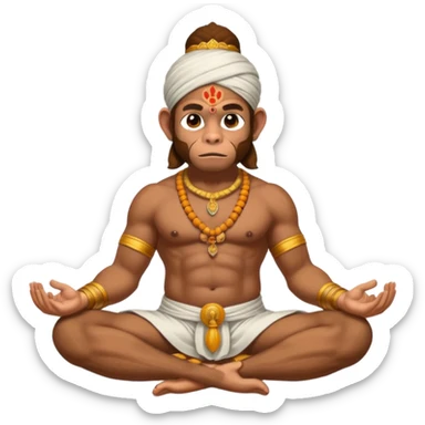 Hanuman ji monkey face hunk build body having mukut and dhoti and should be seated in pease to pray Ramji sticker