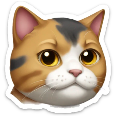 Fat calico cat with a shield  sticker