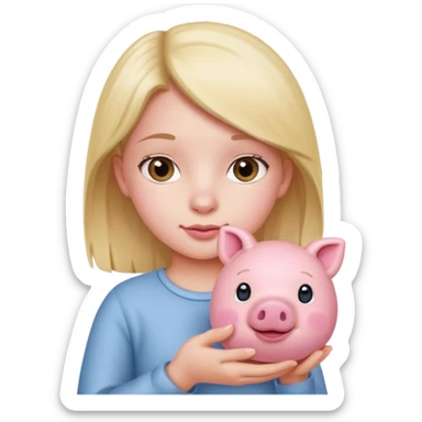 girl holding real piggy sticker