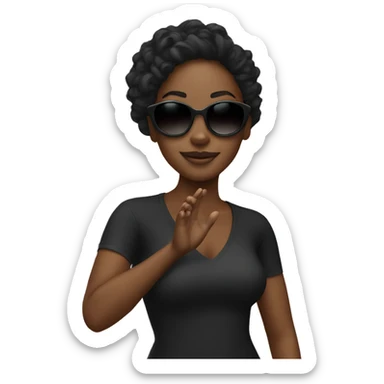 black girl with shades waving hi sticker